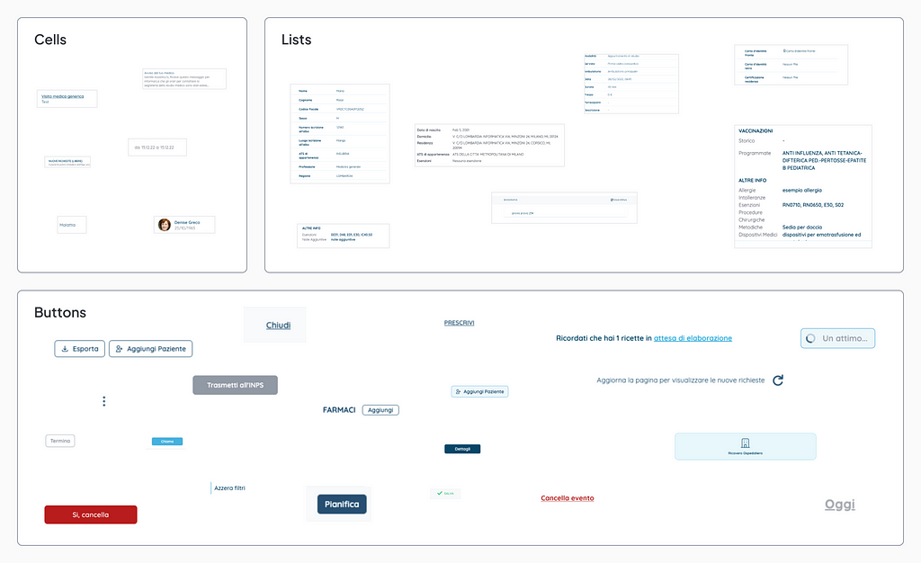 A snippet of the design audit, there are several components displayed.