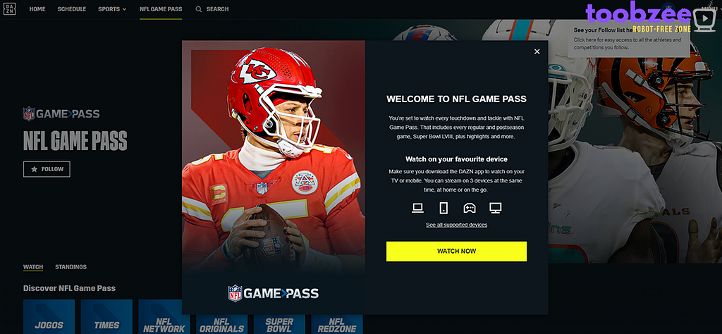 Screenshot of Welcome to Game Pass page