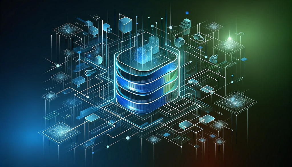 A high-quality vector image representing SQL in the context of big data and machine learning