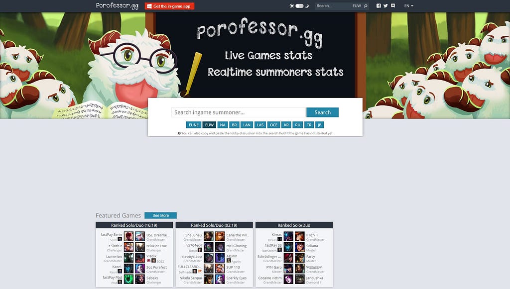 Porofessor web homepage