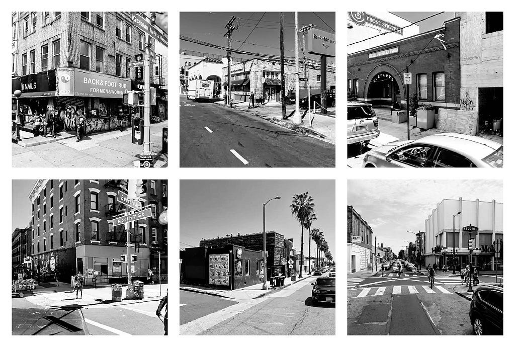 Six images of the 1331 Skeleton Key locations. Two in Brooklyn, two in Venice, and two in Philadelphia.