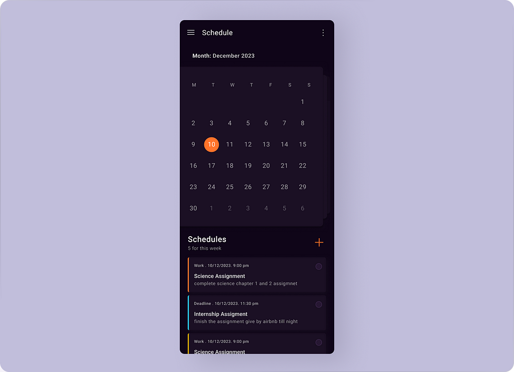 100 days of daily UI Day 71 — Schedule