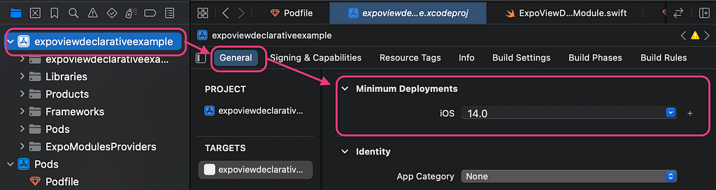 Set up minimum deployment ios version