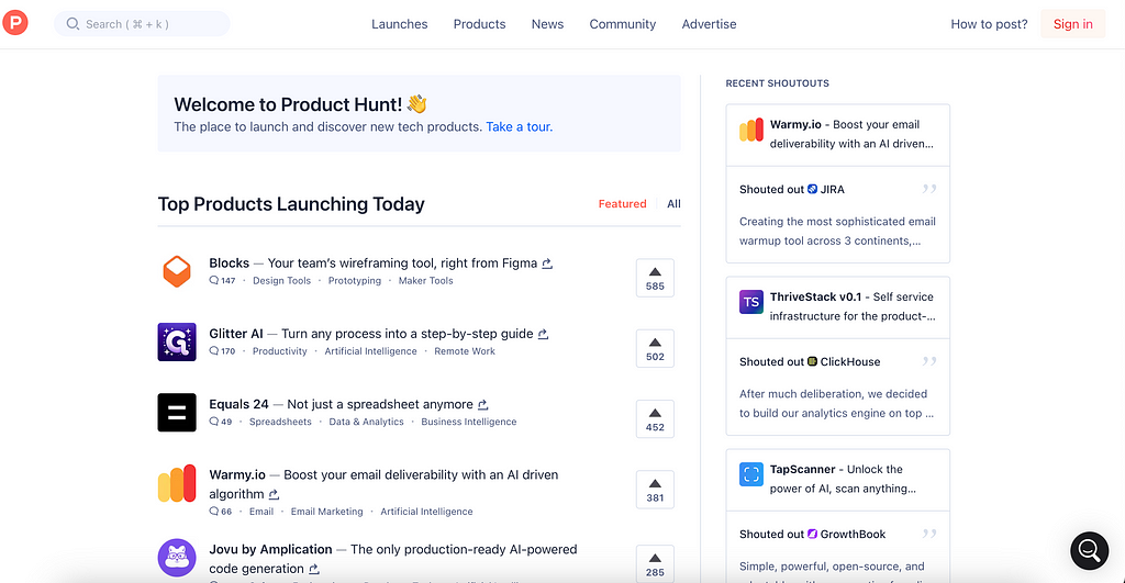 Product Hunt Website — https://www.producthunt.com/ | Crappy Final Year Projects blog by Umer Farooq