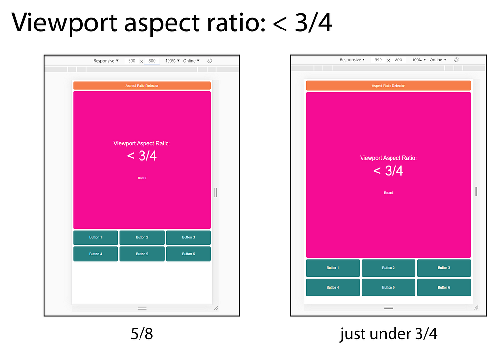 Examples of the app when the viewport aspect ratio is < 3/4