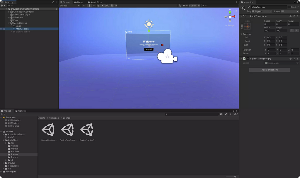 Experience with Unity dashboard when creating the VR Login