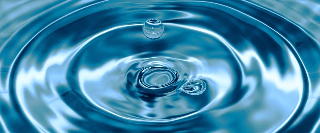 Drop of water causing circular waves