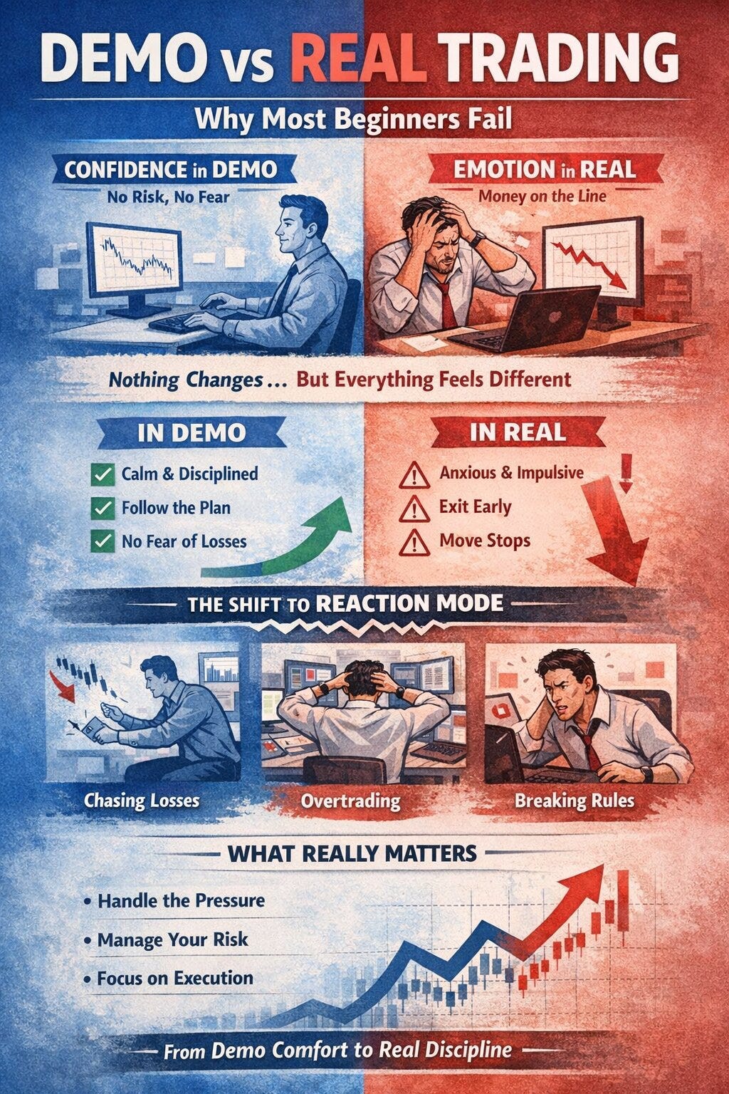 Demo vs Real Trading: Why Most Beginners Fail When Real Money Is Involved