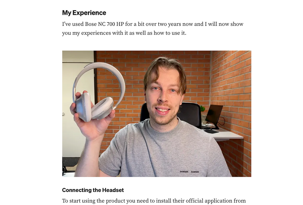 A blog post of a person holding a headset