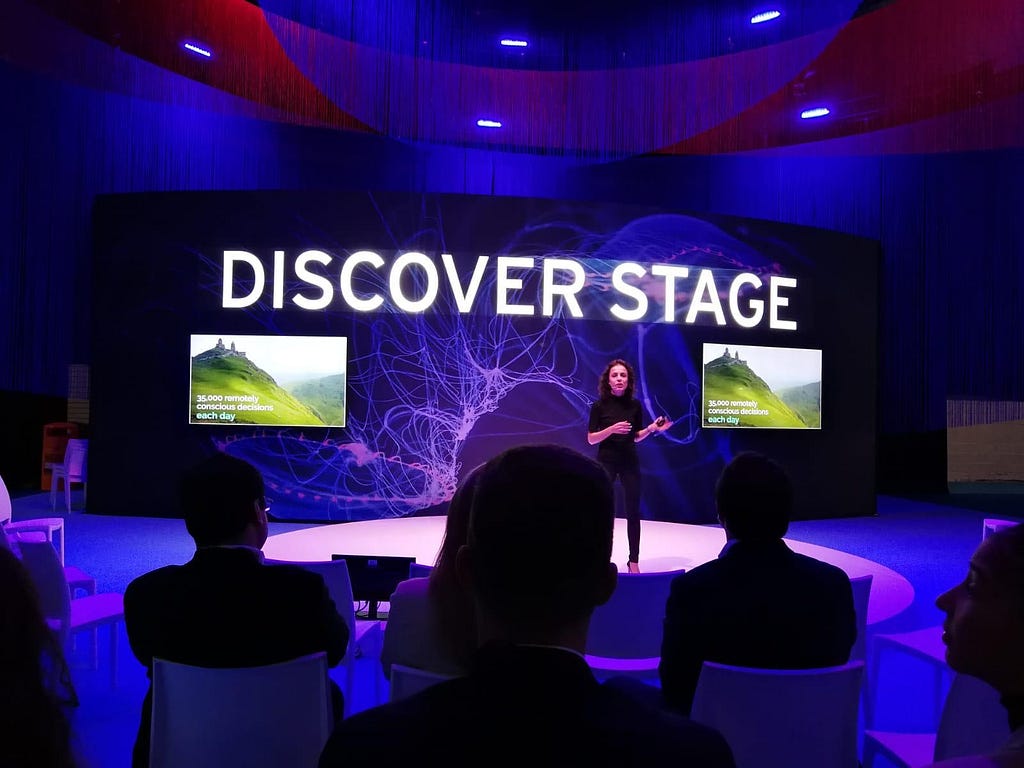 Androniki Menelaou presenting Katana Lens on the Discover Stage of Sibos 2019