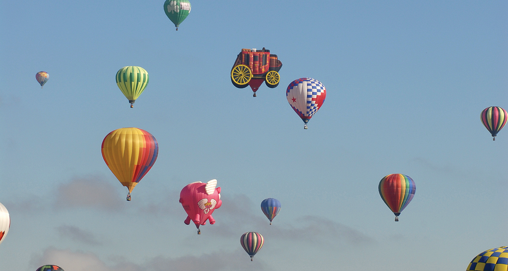 Photo of hot air balloons.