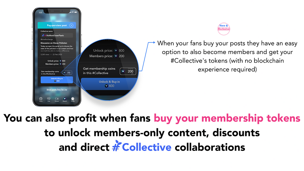 Earn when fans buy your memebership coinsProfit when fans buy your membership tokens