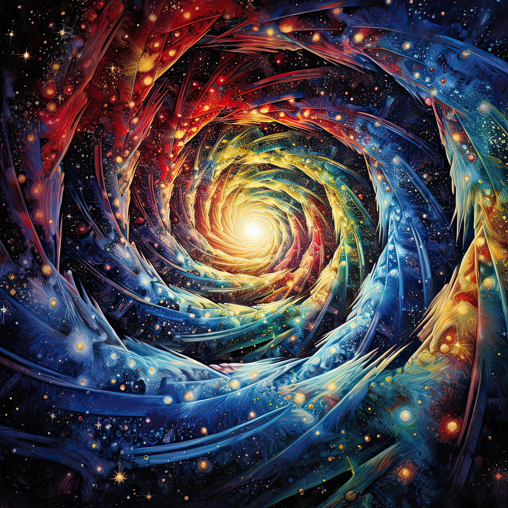 a spiraling illustration of the vastness of the universe