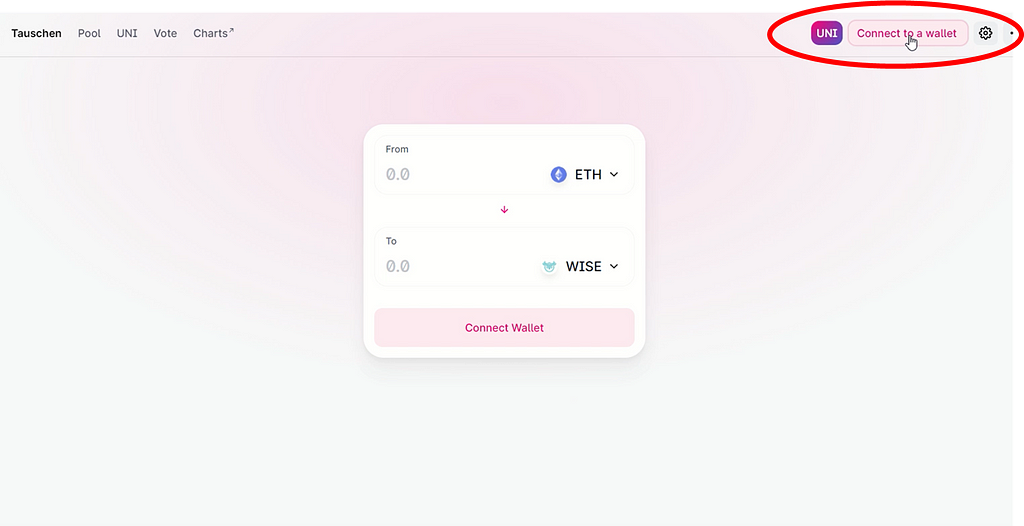 3. Connect your wallet with Uniswap — How to buy WISE Token on Uniswap