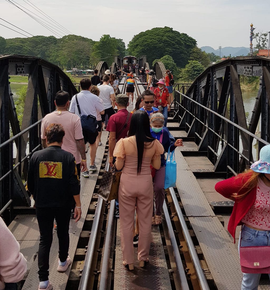 People on the River Khwae Yai bridge
