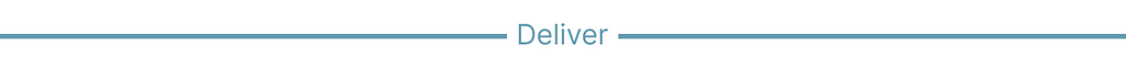 On a white background, there is an image displaying a title of a section called “Deliver”
