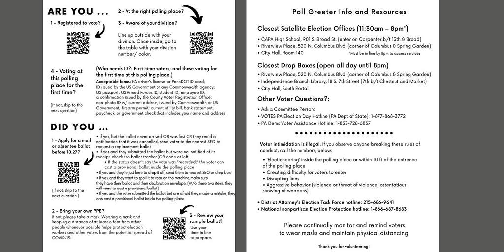 This is a generic, black-and-white version of the poll greeters’ guide in the earlier picture.
