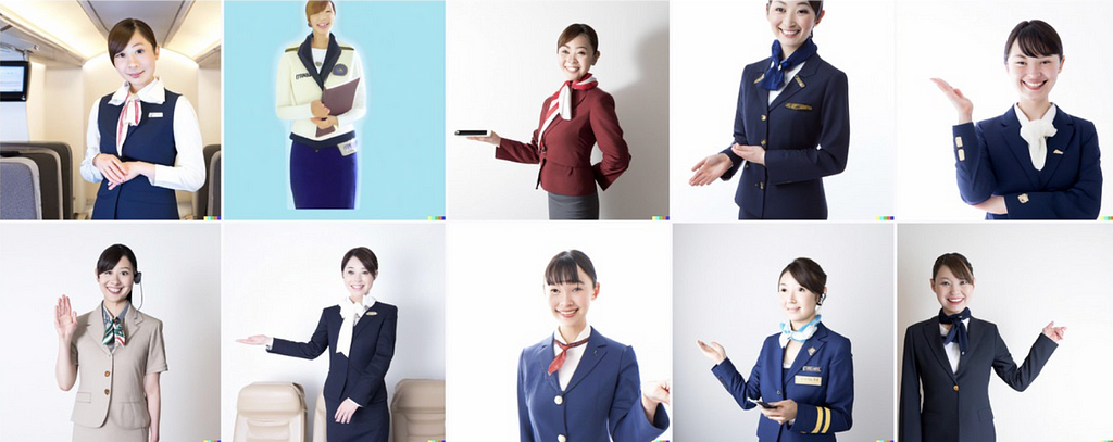 Bias in AI returning a group of Asian females after searching ‘flight attendant’