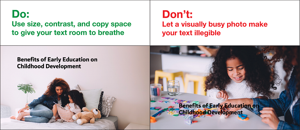 When you use stock photos for Powerpoint, be sure that there is enough copy space or solid-color white space so that you can add text without it interfering with the background.