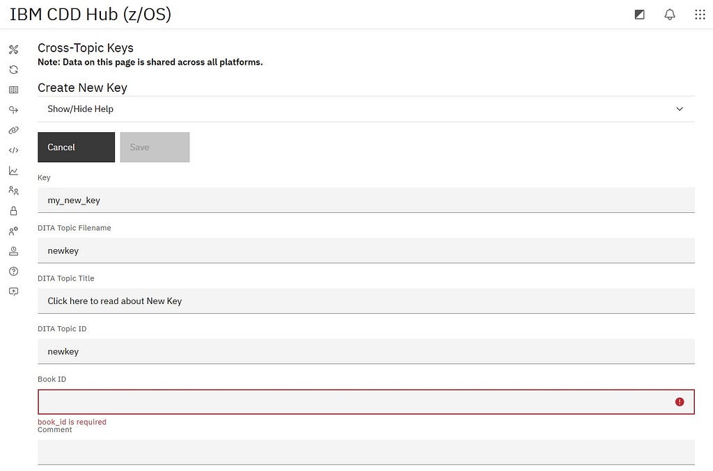 New cross-topic key editor