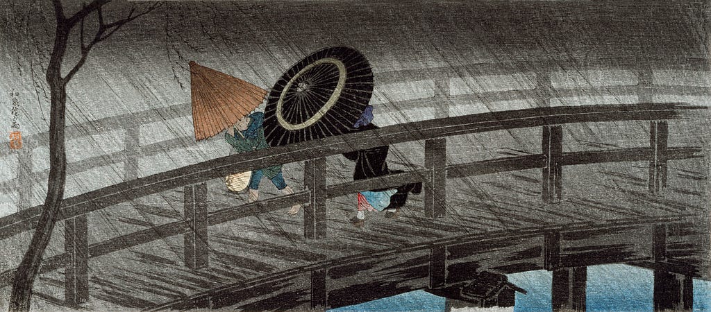 Painting. Rain on Izumi Bridge by Hiroaki Takahashi