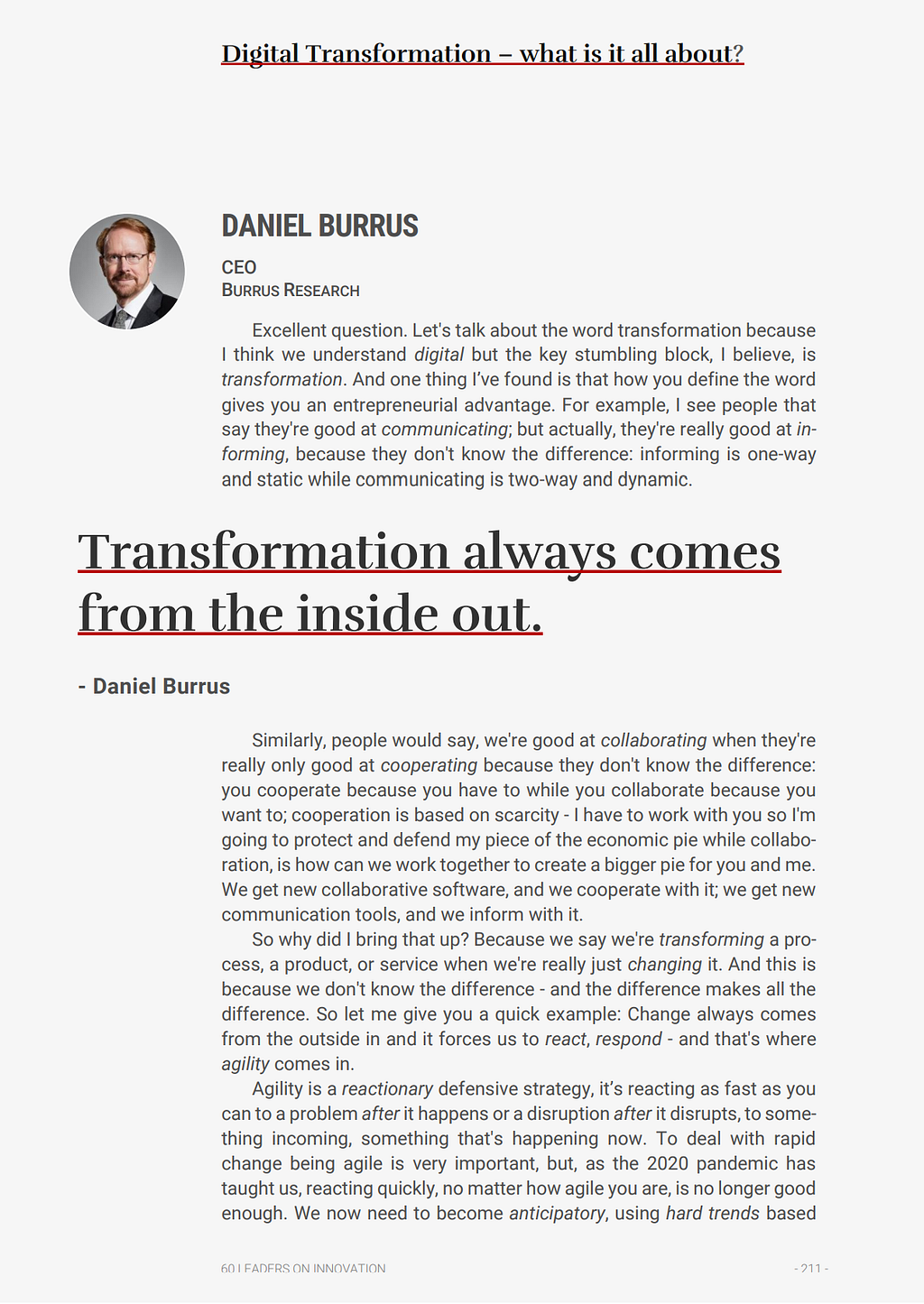 What is digital transformation? Daniel Burrus on 60 Leaders