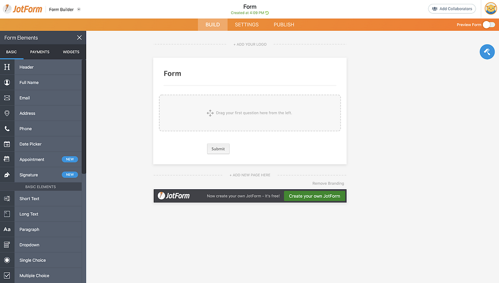 Jotform online form builder