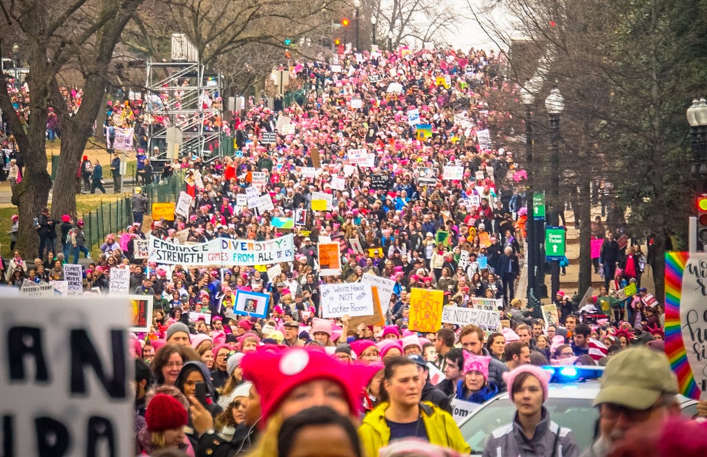 Thousands take to the streets to protest the election of Donald Trump.