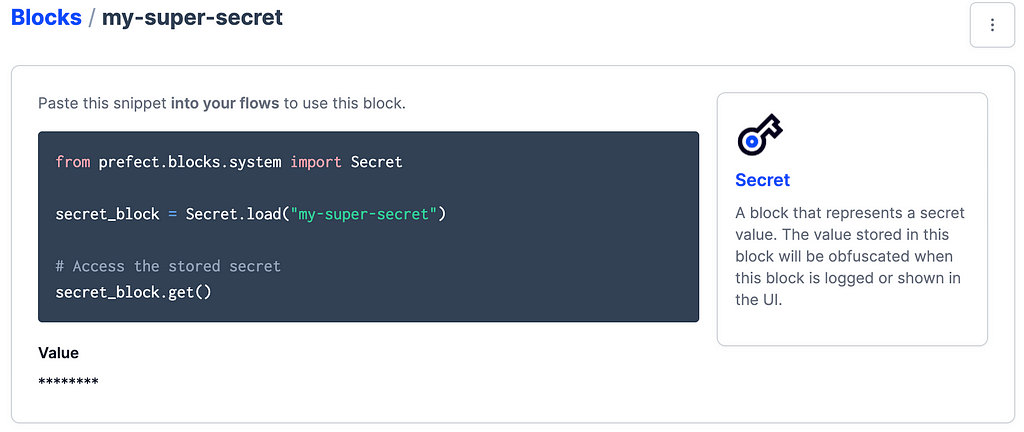 Secret block in GUI with code snippet