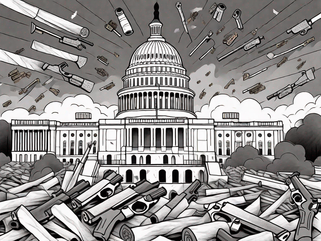 A picture of US Capitol depicted under siege