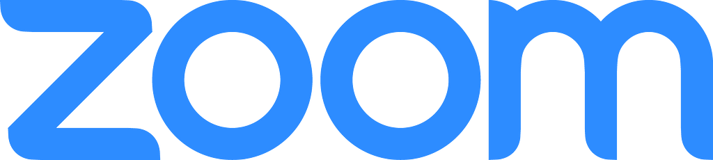 A logo of zoom, text written in light blue colour.