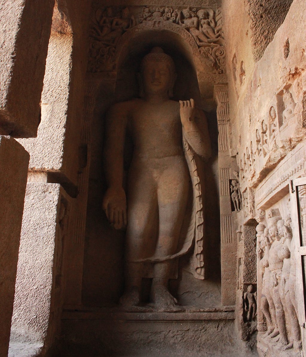 Colossal Buddha at the entrance of Cave 3