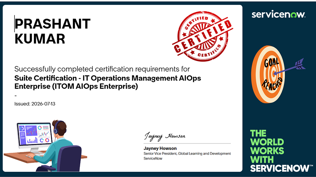 Suite Certification — IT Operations Management AIOps Enterprise (ITOM AIOps Enterprise)