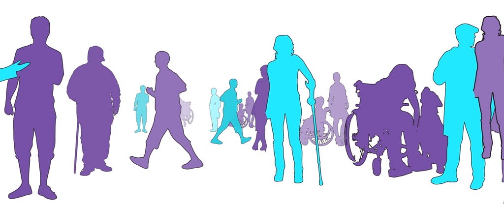 Illustrated silhouettes of people with disabilities.