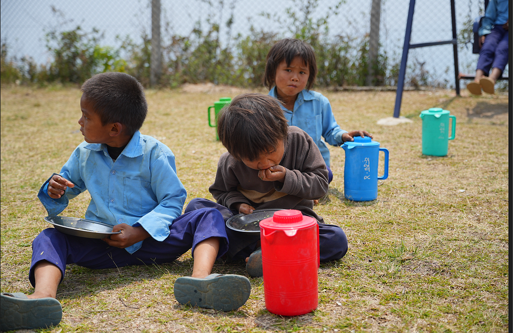 Nepali kids’ lunch.