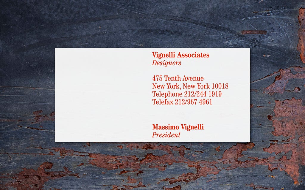 Vignelli’s personal card.