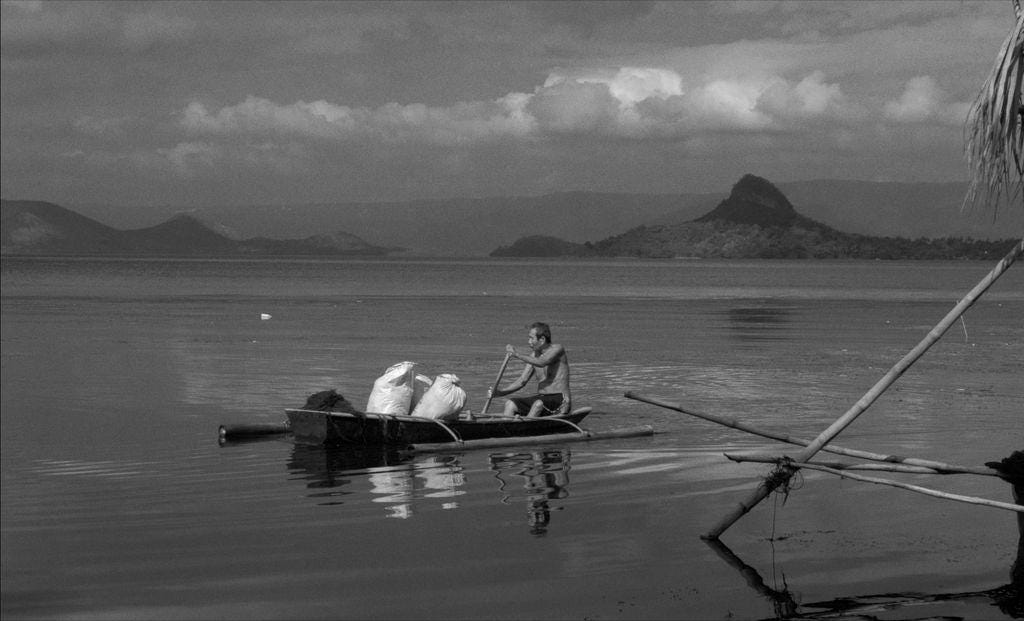 Still of a man in a lake in Essential Truths of the Lake, directed by Lav Diaz.