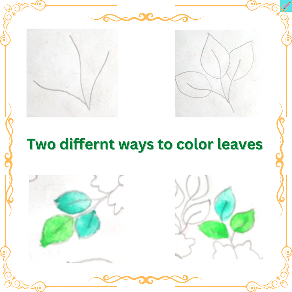 The process of sketching green leaves