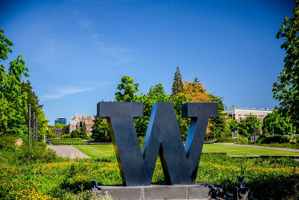 Photo of the Bronze W statue by Rainier Vista