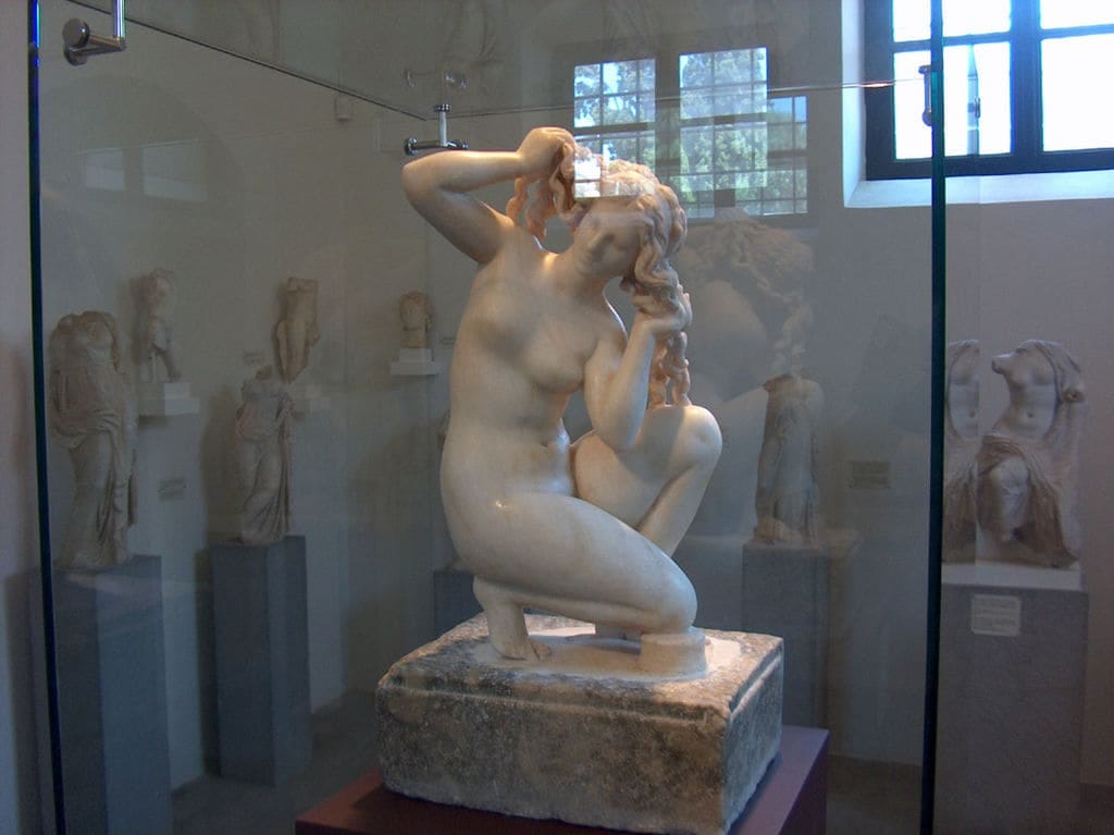 A sculpture of crouching venus in Rhodes