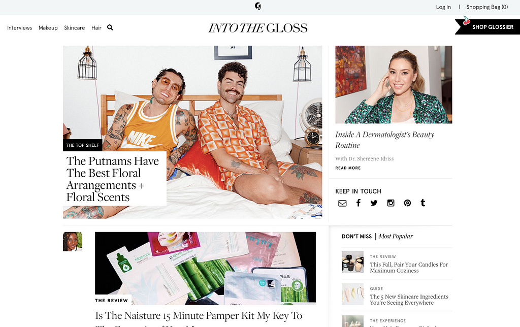 Into The Gloss — Glossier’s blog as a traffic magnet