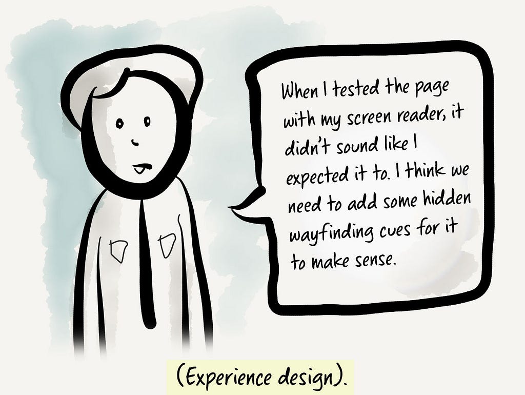 An experience designer makes suggestions to improve the screen reader experience based on his testing.