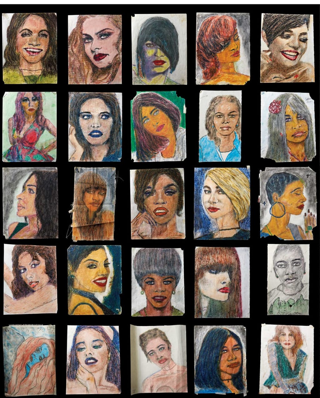 Several of the Drawings of the Murdered Women by Sam Little