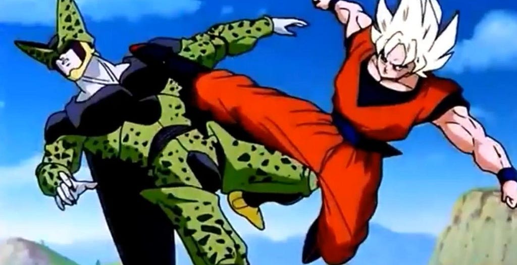 Goku tends to kick to the head or body, demonstrating a Taekwondo influence.