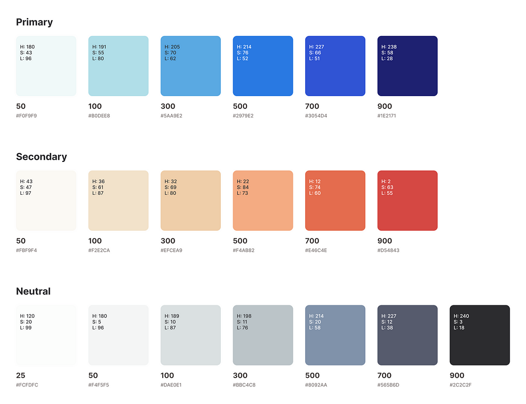 Image of the app’s colour palette.