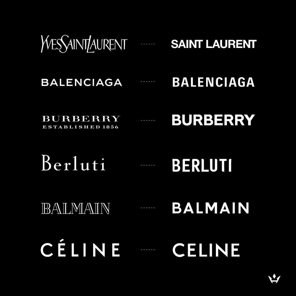 A graphic showing how Fashion Lines have all adopted similar logos.