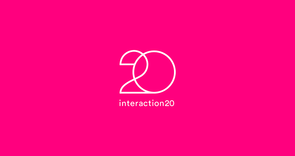 IxDA Interaction 20 Logo on a pink background.
