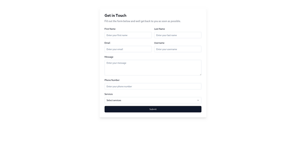 Contact form UI look like this.