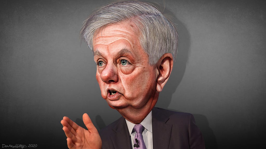 Caricature of Senator Lindsey “Lickspittle” Graham.