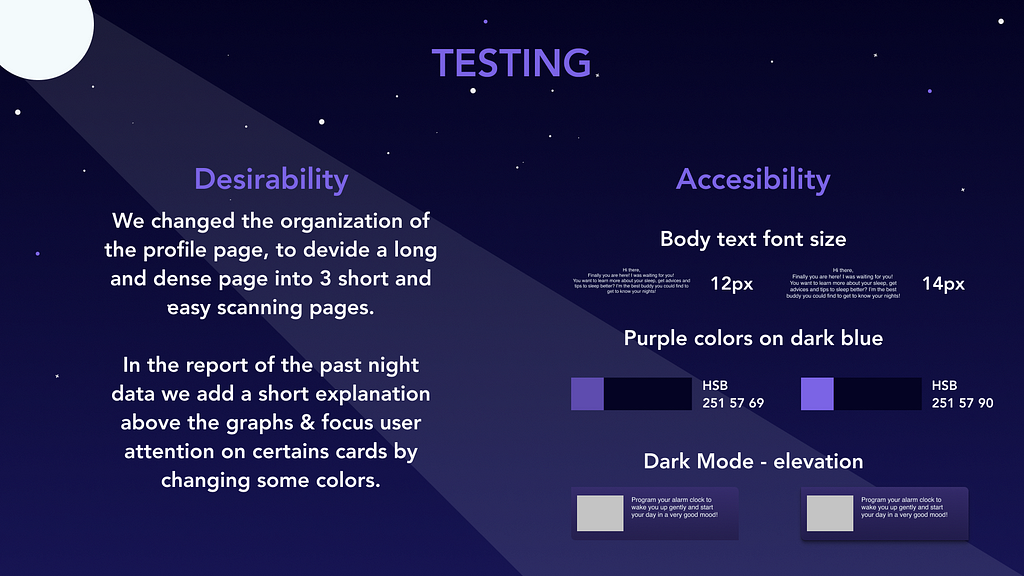 Results from the desirability and accessibility tests